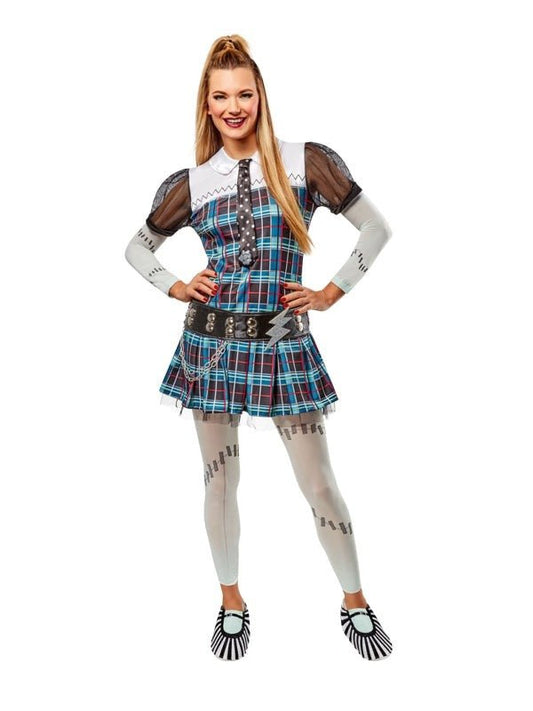 Monster High Frankie Stein Adult Costume Set, ideal for kids Halloween dress-up fun.