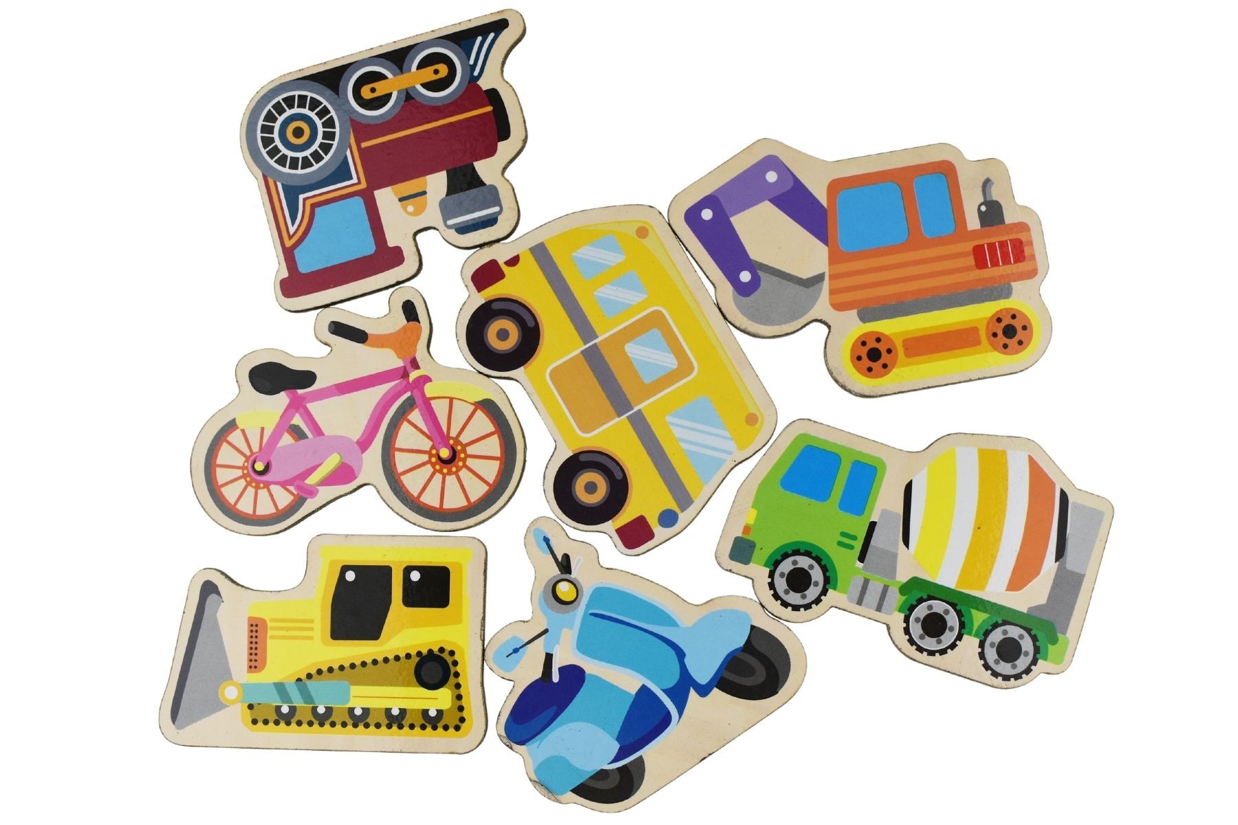 Wooden Vehicle Magnets for Creative Play