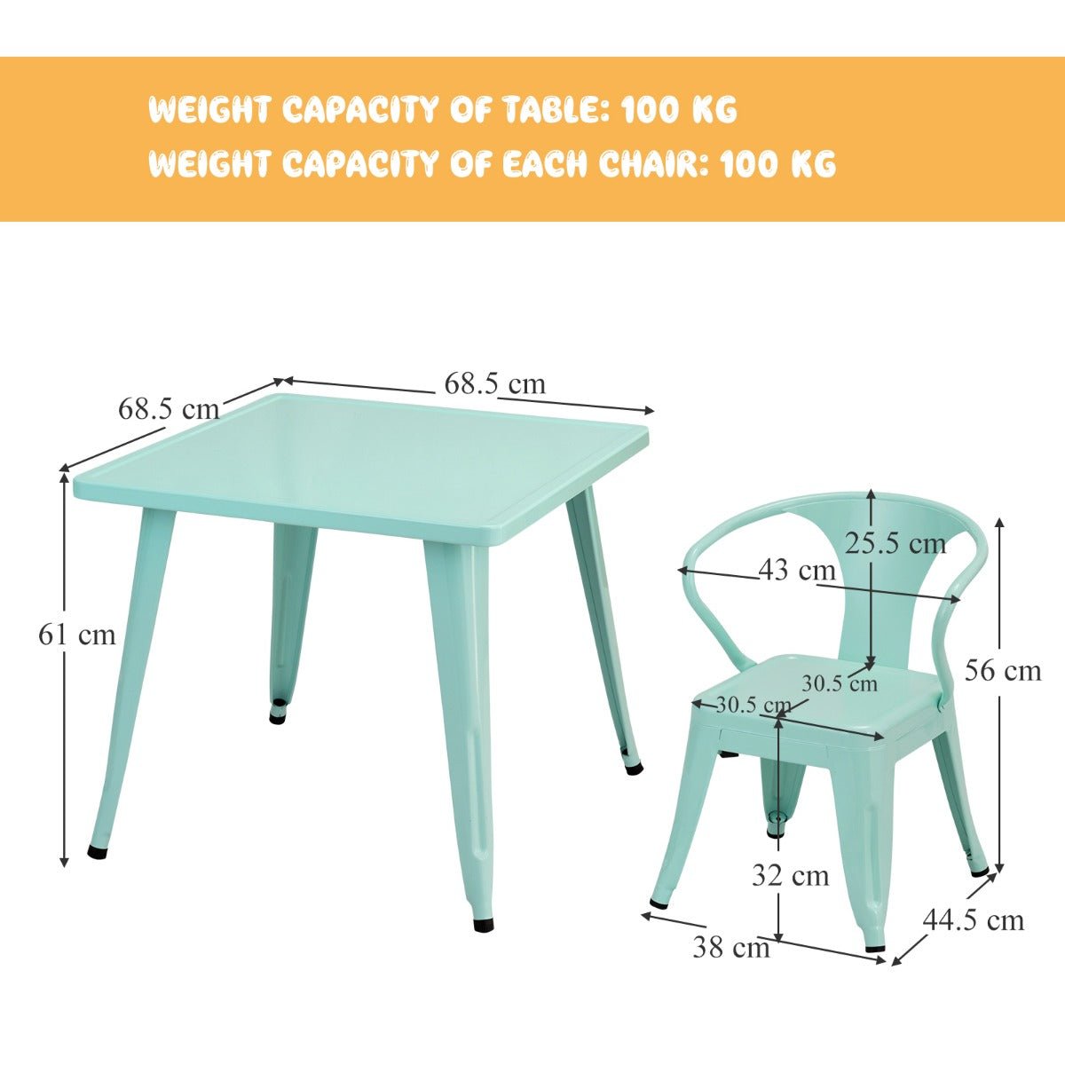 Sky Blue Kid's Table and Chair Set for Play and Learning
