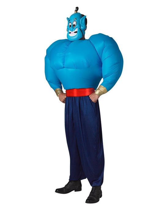 Disney Aladdin Genie inflatable costume with mask for magical playtime adventures at home.