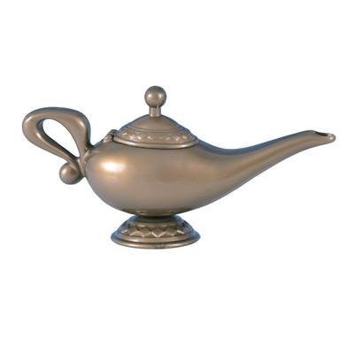 Gold genie lamp costume accessory for kids, perfect for dress-up and playtime.