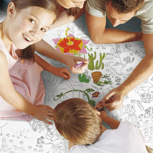 Large world-themed coloring pad for kids, ideal for creative play at home.
