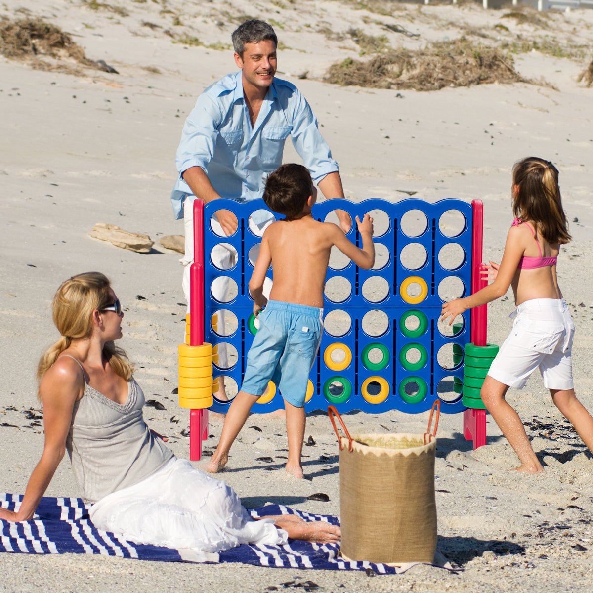 Connect 4 in a Row Game - Jumbo Rings for Garden & Beach Play