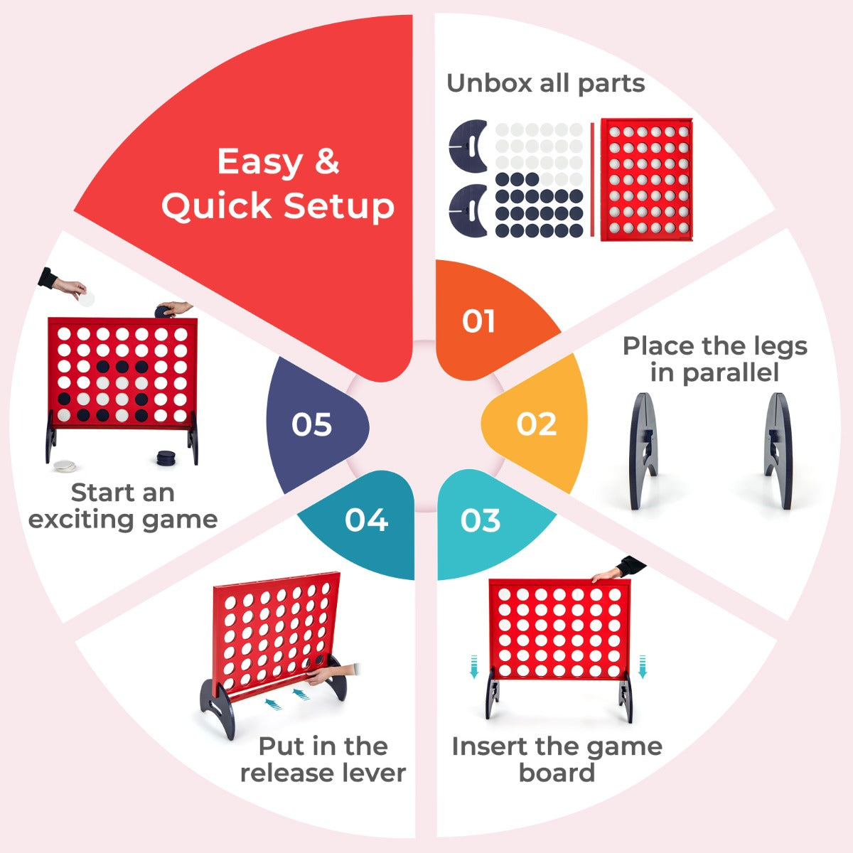 Wooden 4-in-a-Row Game Set | Outdoor fun for kids, giant size perfect for home play.