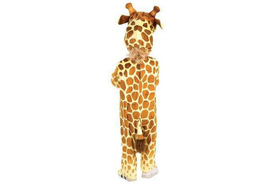 Furry giraffe kids costume, perfect for imaginative play and dress-up at home.