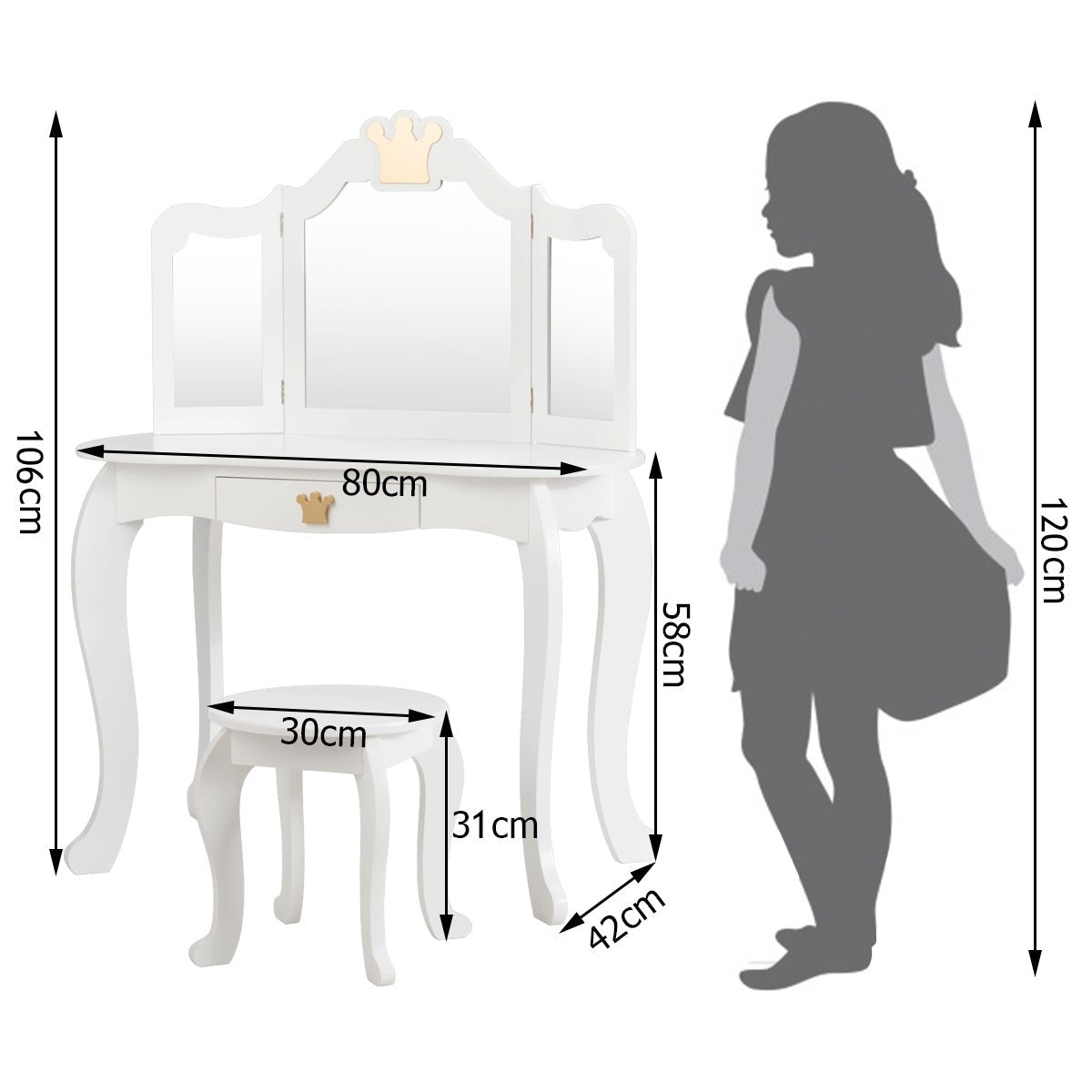 Kids Vanity Table and Chair Set - Mirror & Drawer Magic for Girls