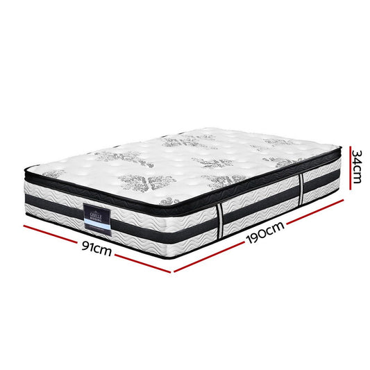 Algarve Euro Top Pocket Spring Mattress 34cm Single with enhanced comfort for kids bedrooms.