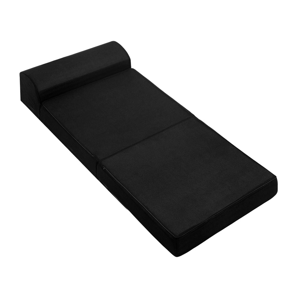 Black folding foam mattress by Giselle Bedding for childrens sleepovers and playtime comfort.