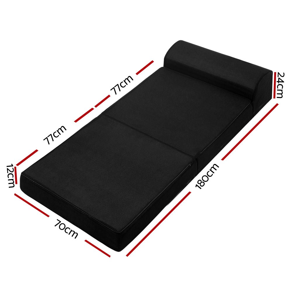 Giselle Bedding black folding foam mattress for kids sleepovers and home use.