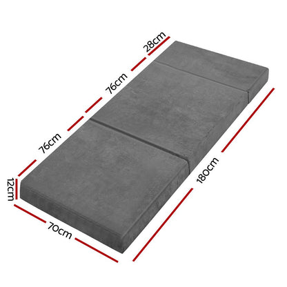 Foldable grey foam sofa bed mattress for childrens sleepovers - portable and comfortable solution.