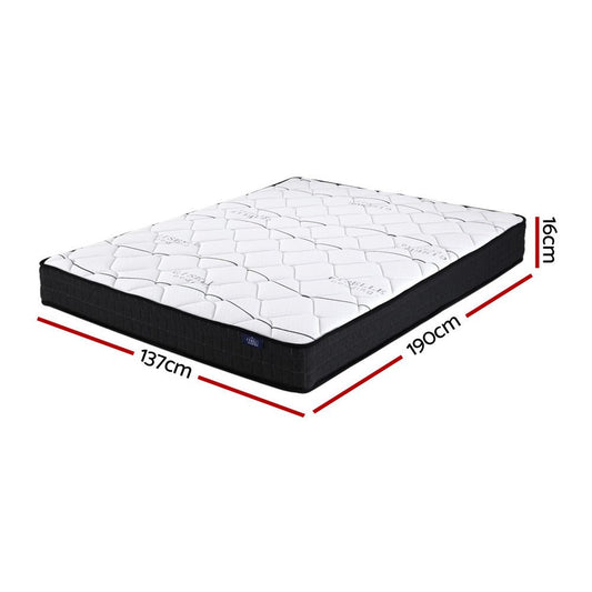 16cm thick double mattress with Glay Bonnell springs, perfect for childrens bedroom comfort.