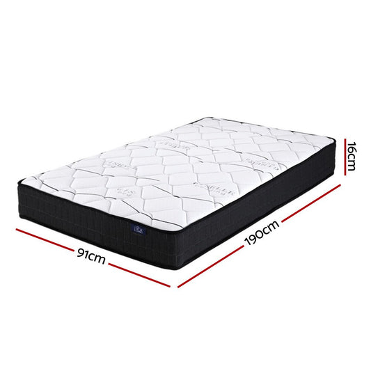 16cm Bonnell Spring Mattress by Giselle Bedding in Glay, designed for childrens comfort.