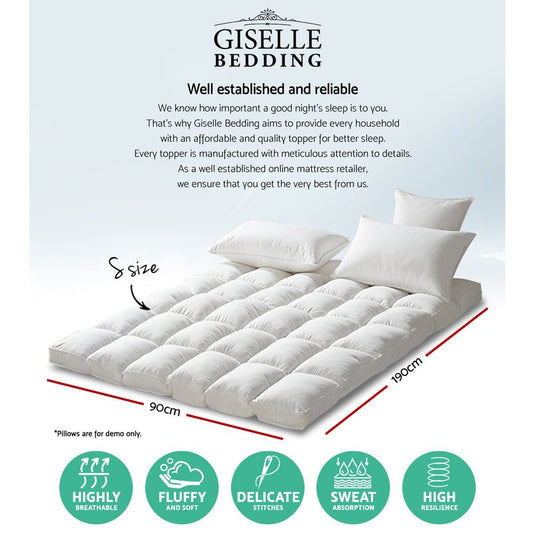 Single-size mattress topper with a pillowtop design for enhancing comfort and protection for kids.