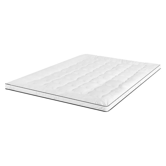 Single size pillowtop mattress topper with plush microfibre filling for kids cozy sleep comfort.