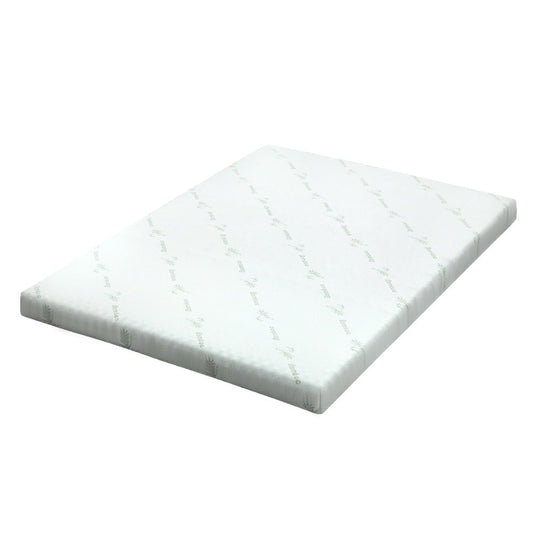 Single-sized memory foam mattress topper with cooling gel for comfortable sleep in childrens room.