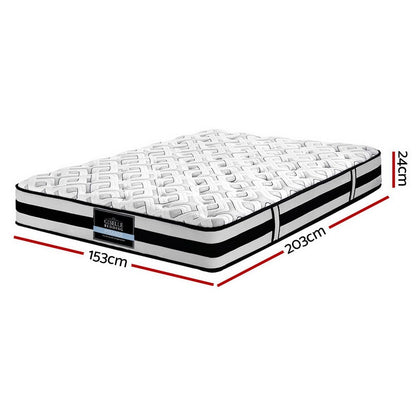 Queen-size pocket spring mattress with 24cm thickness for comfortable sleep in childrens bedrooms.