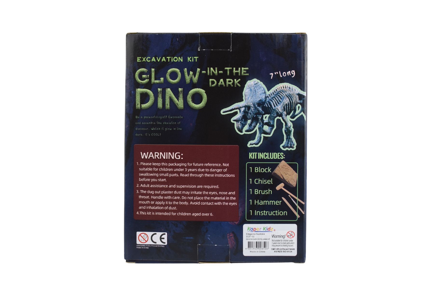 Glow In The Dark Triceratops Excavation Kit - Kids Mega Mart