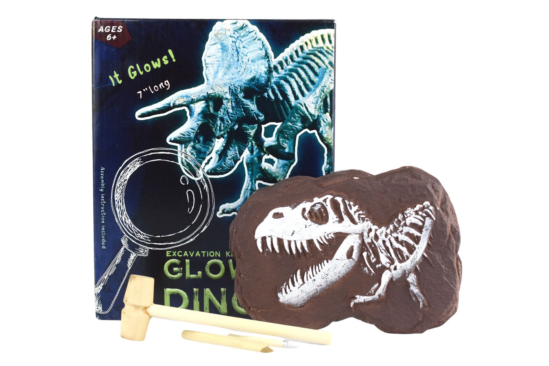 Kaper Kidz Triceratops Excavation Kit with Glow-in-the-Dark Features for Kids 6+ Dino Fun