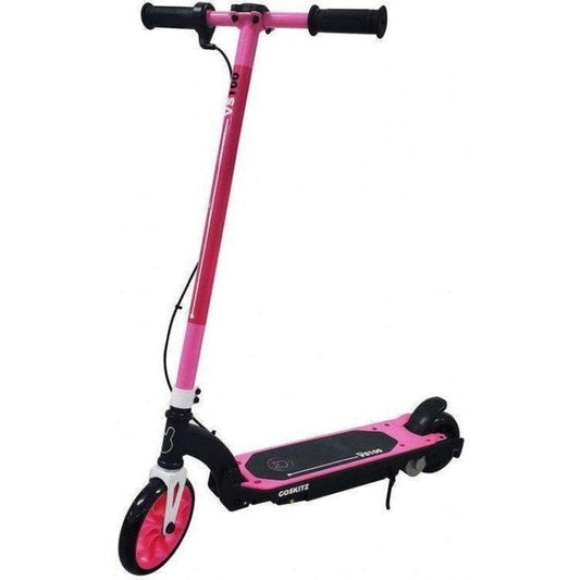 Pink electric scooter for kids, ideal for outdoor fun and easy, safe transport.