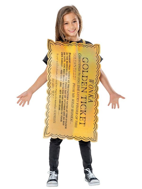 Golden Ticket Tabard, perfect for kids Willy Wonka costume at home playtime.