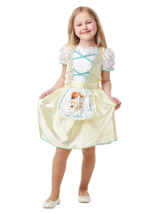 Goldilocks kids costume | Satin dress with apron for imaginative play at home.