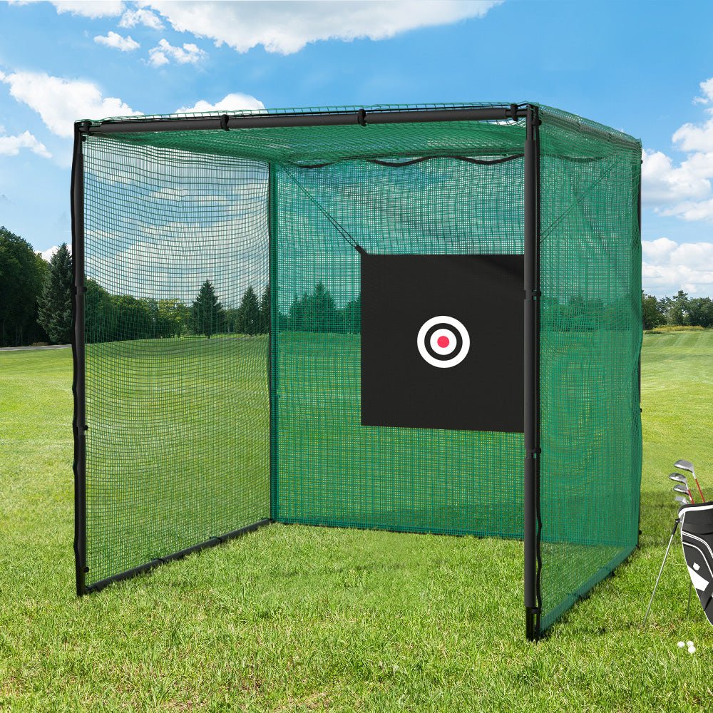 Portable 3M golf practice cage with sturdy steel frame for kids home training.