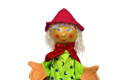 Colorful Good Witch hand puppet for imaginative play, perfect for kids storytelling at home.