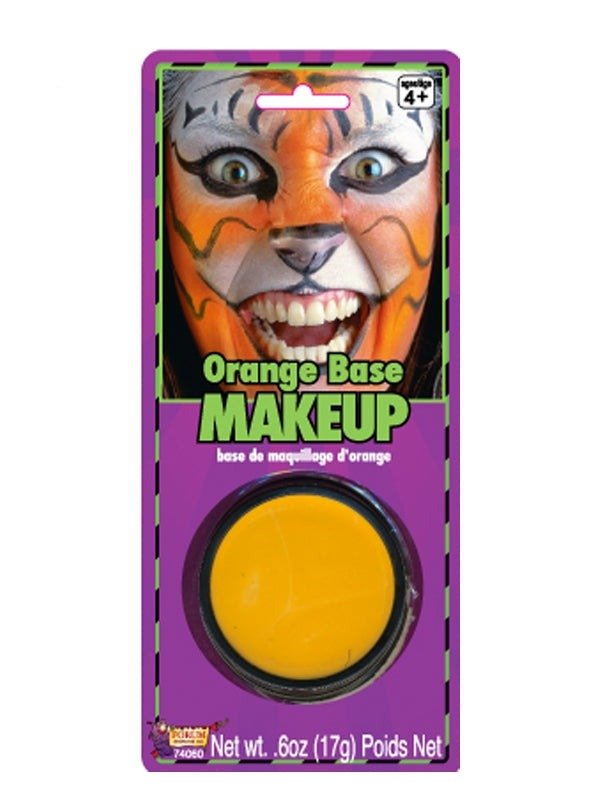 Vibrant orange face paint for kids Halloween costumes and sports events. Water-based formula.