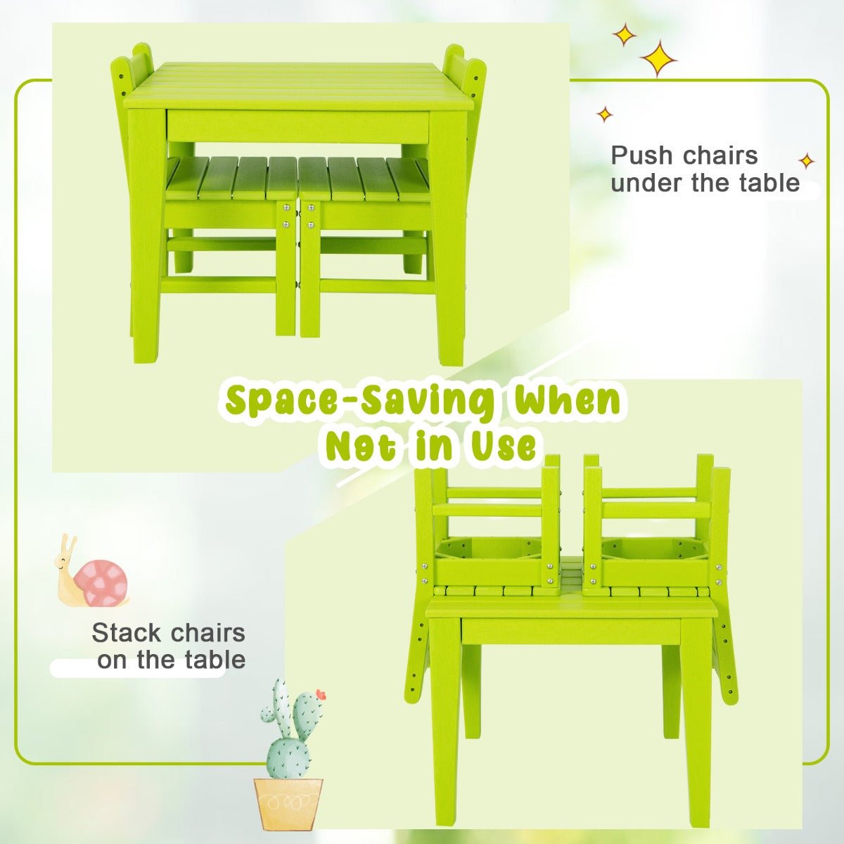 Green Kids Table & Chairs Set: Adventures Await