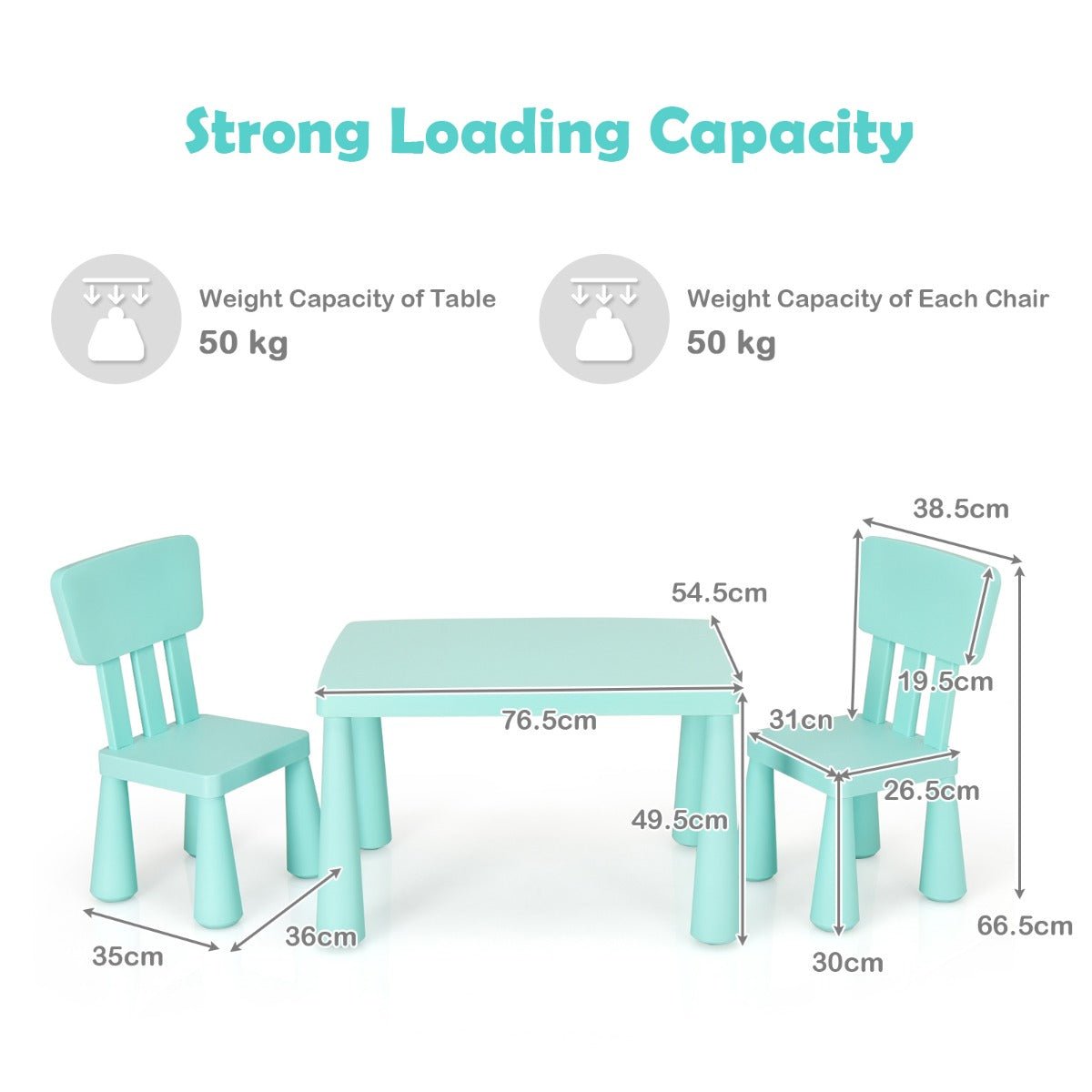 Children's Table Set with 2 Chairs - Green Reading Oasis for Kids