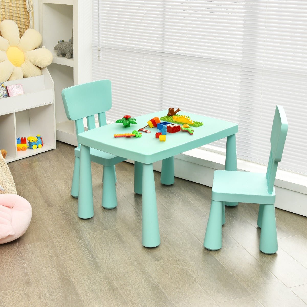 Kids Reading Nook Furniture - Green Table Set with Chairs