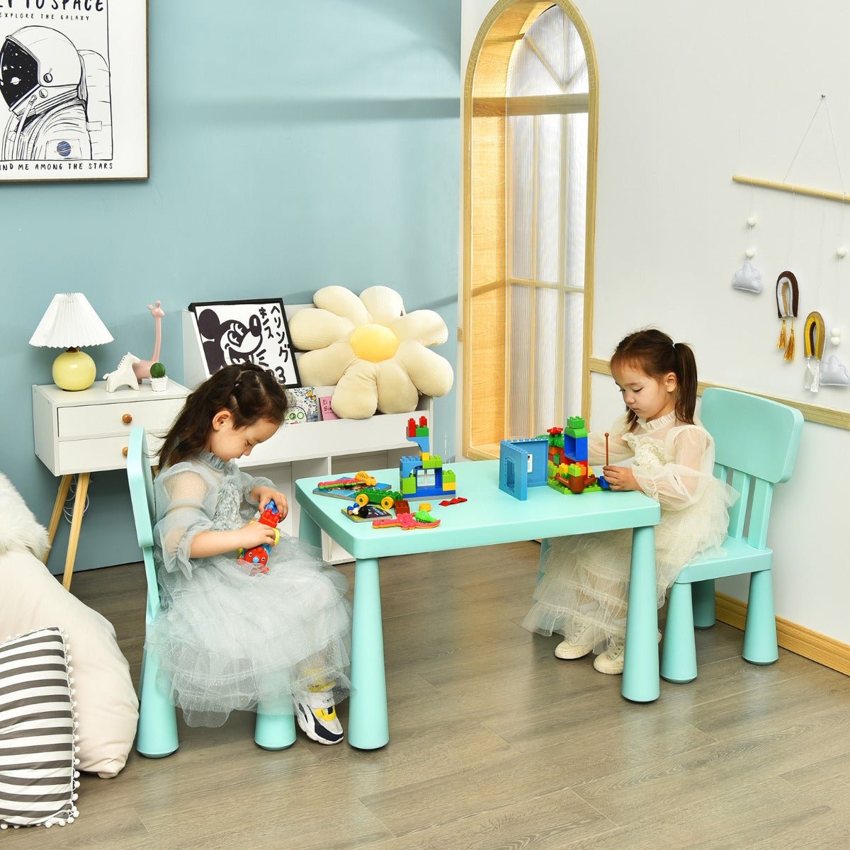 Green Kids Table and Chairs Set - Immerse in Reading Adventures