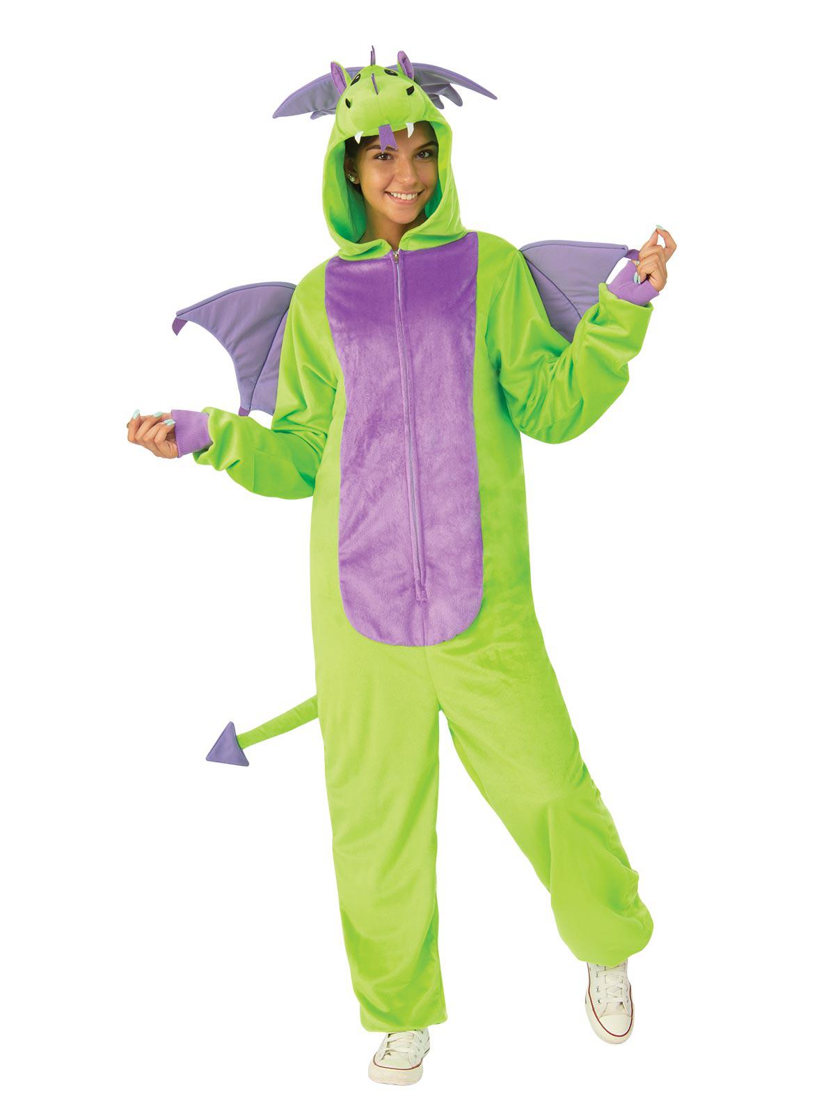 Green Dragon Costume with Wings for Kids | Soft and Furry Jumpsuit for Pretend Play