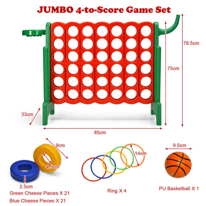 Giant 4-in-1 Outdoor Game Set for Kids and Adults, ideal for fun family gatherings.