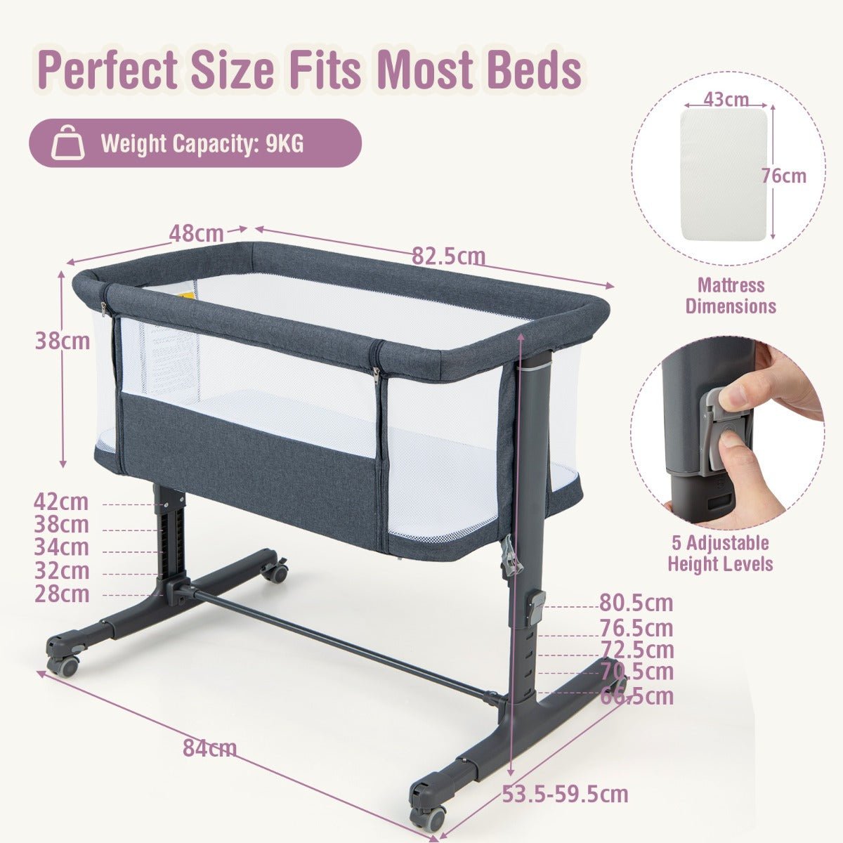 3-in-1 Baby Sleep Station in Grey