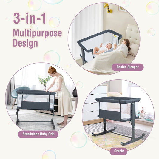 Travel-Ready Baby Cot in Chic Grey