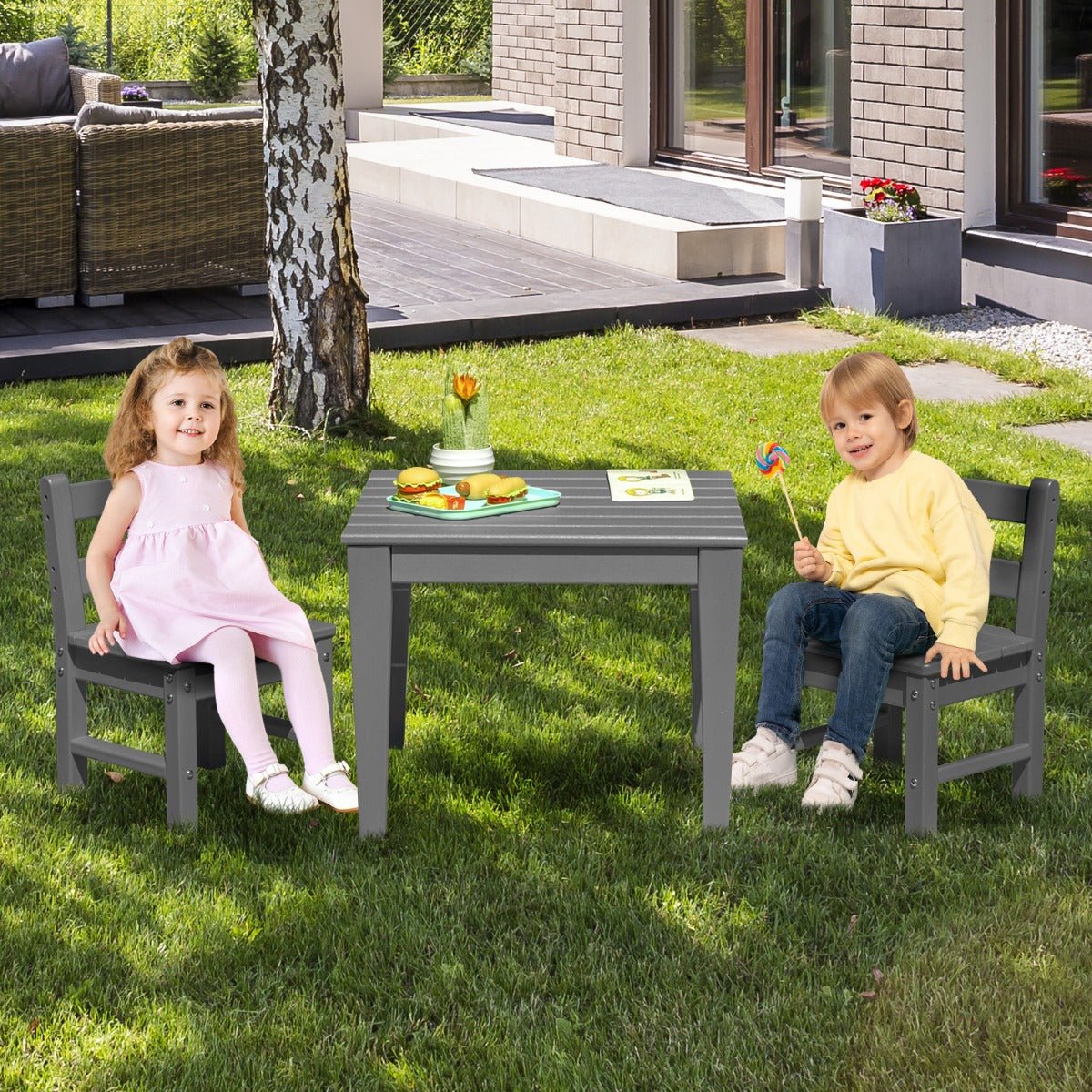 Buy the Best Grey 3-Piece Kids Table & Chairs Set