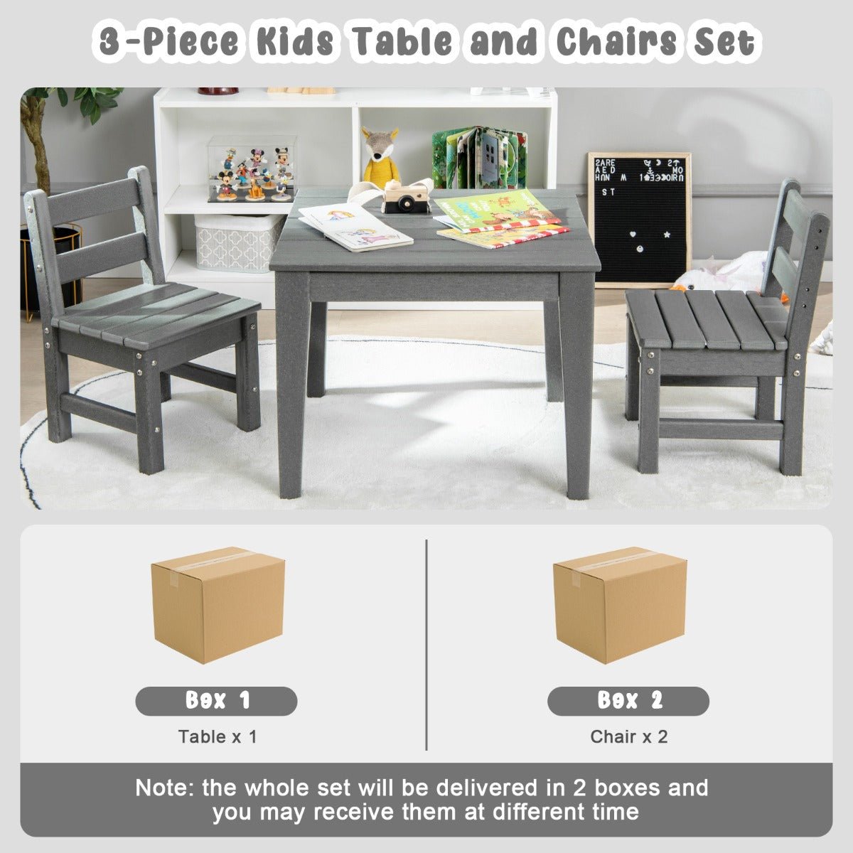 Grey Kids Table & Chairs Set: Where Imagination Thrives