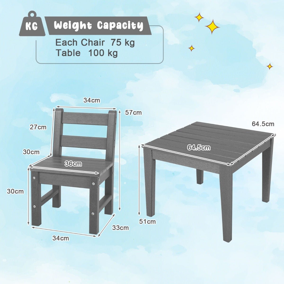 Quality and Comfort Combined: Grey Kids Table Set