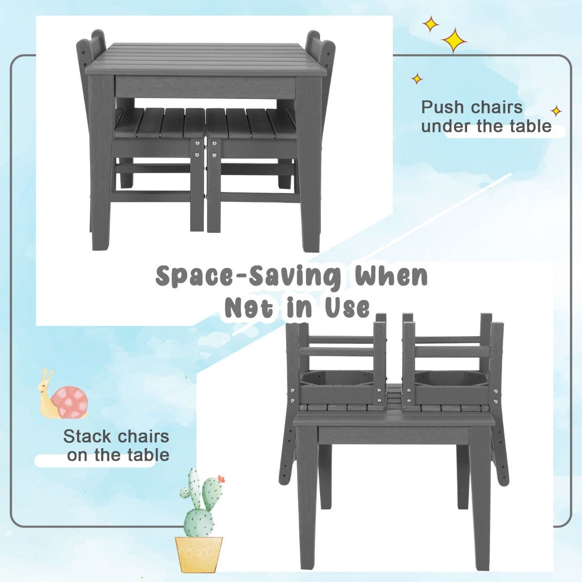 Grey Kids Table & Chairs Set: Comfortable Adventures
