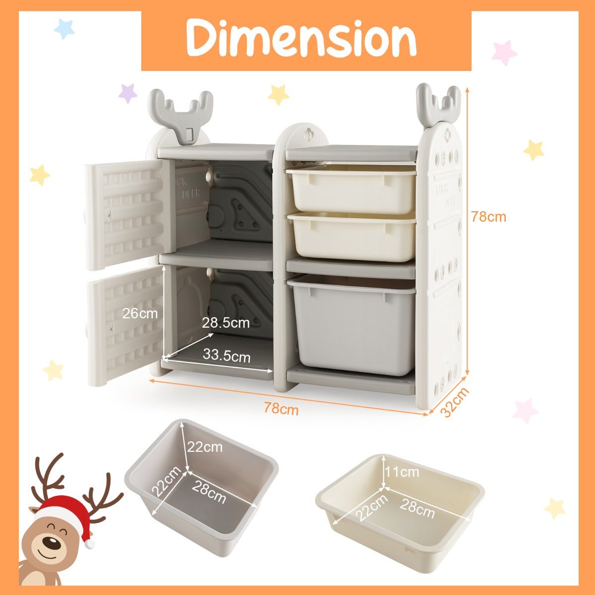 Playroom Neatness in Grey with Antler Detail