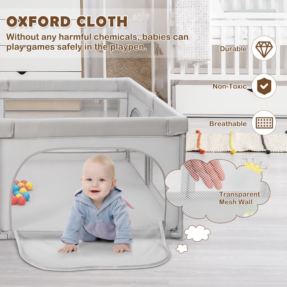 Interactive Baby Playpen with Foam Mat