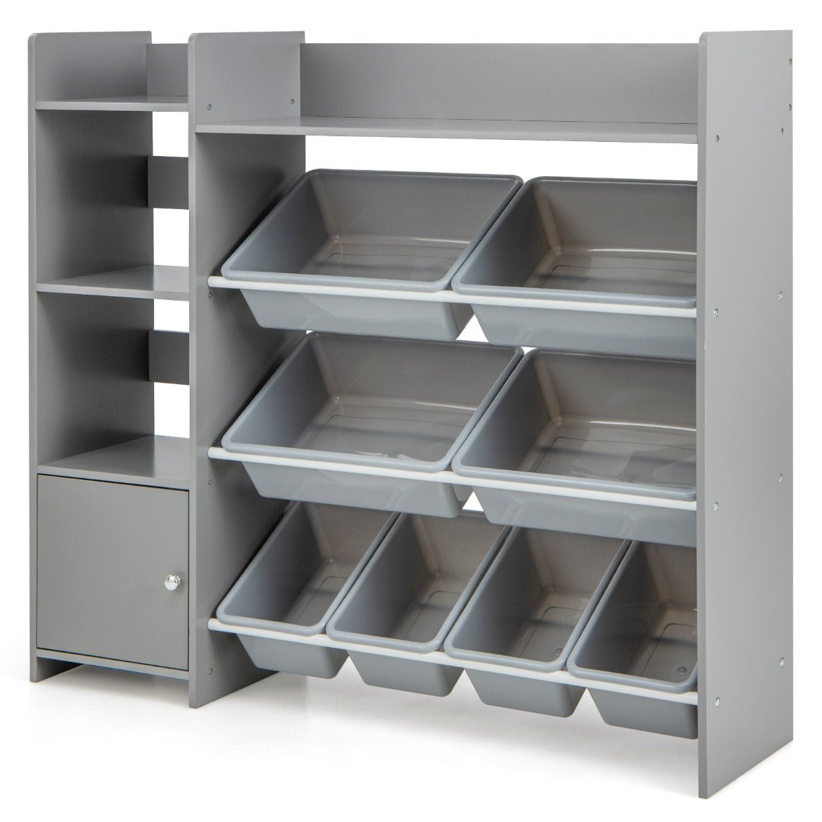 Modern Grey Toy Storage Bookshelf for Kids