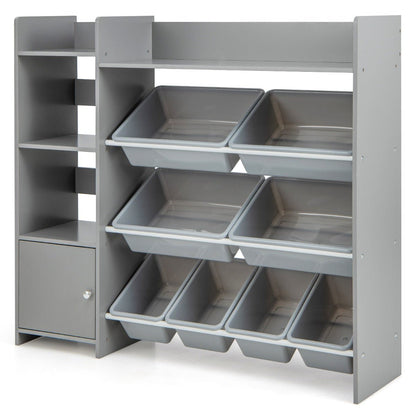 Modern Grey Toy Storage Bookshelf for Kids