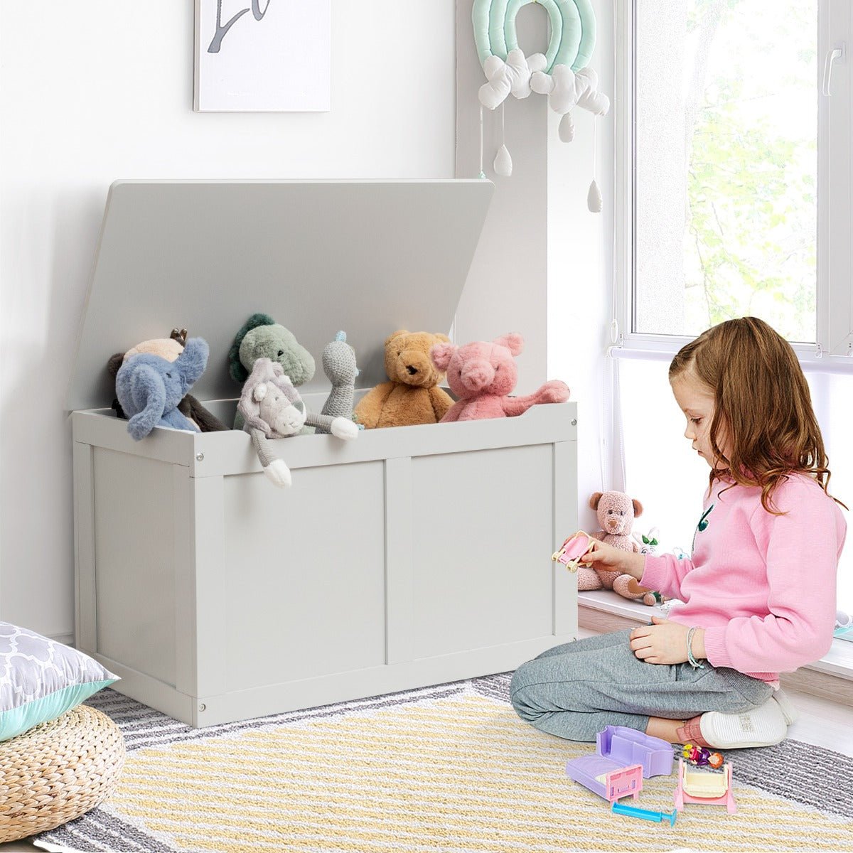 Grey Wooden Toy Box - Where Imagination Soars!