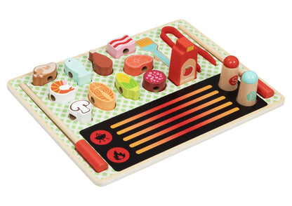 Kids grill play set for imaginative cooking fun at home, includes realistic accessories.