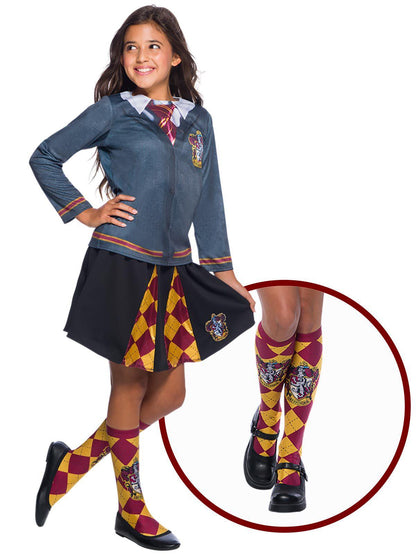 Gryffindor knee-high socks featuring Harry Potter theme for kids cozy home wear.