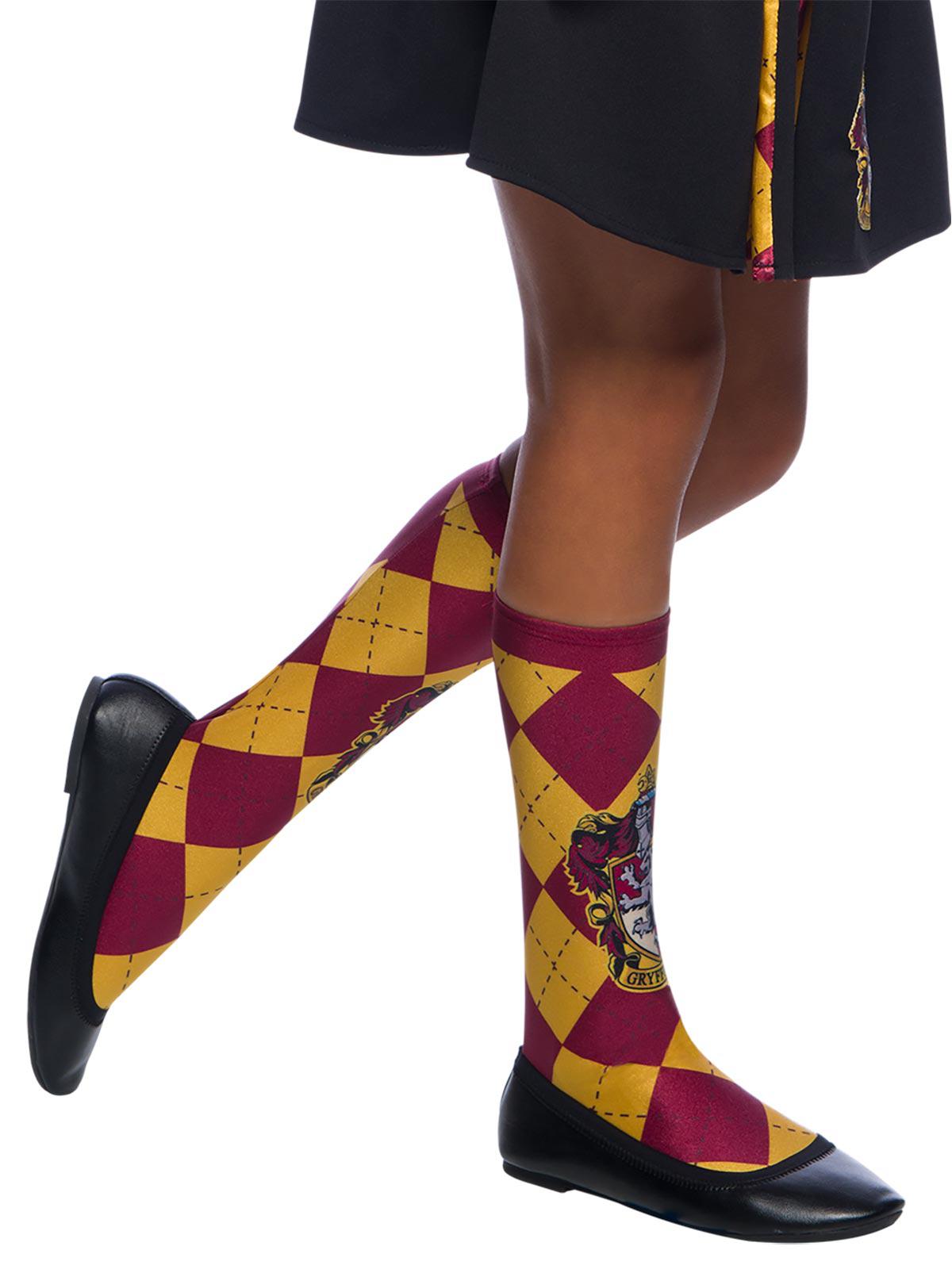 Kids Gryffindor knee-high socks featuring Harry Potter theme, perfect for cozy home attire.