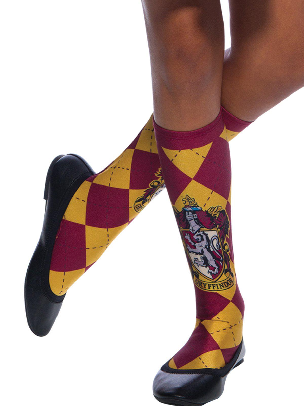 Kids Gryffindor knee-high socks inspired by Harry Potter, perfect for cozy home wear.