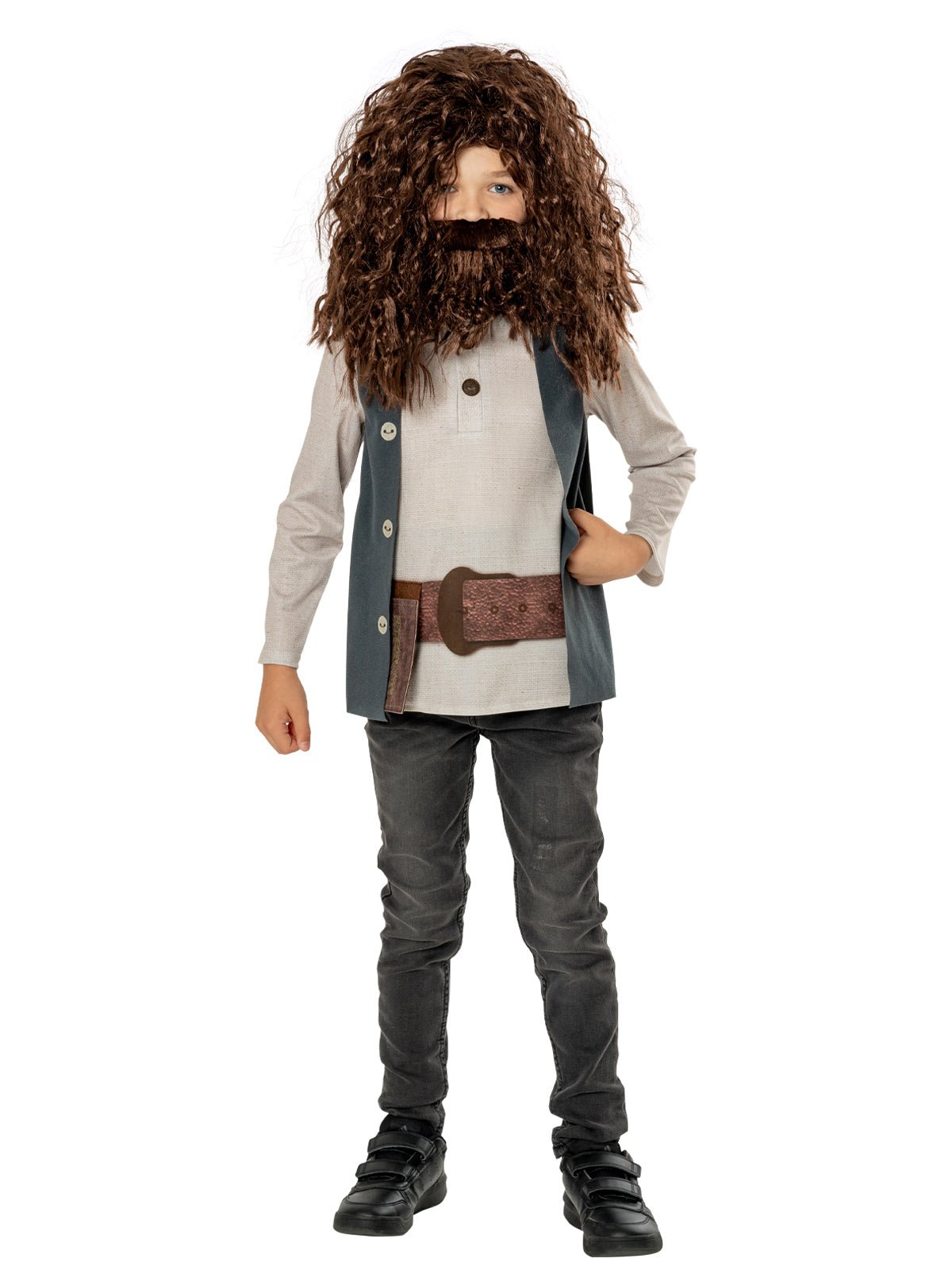 Harry Potter Hagrid kids costume set with wig for imaginative play at home.